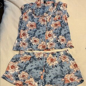 Floral Pajama Set in Blue and Pink